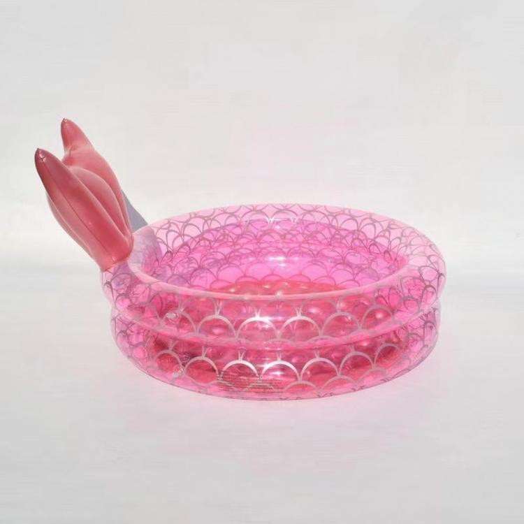 all in one place חצר וגינה 2021 New Thickening Pvc Inflatable Mermaid Pool Household Baby Children Swimming Pool Lovely Baby Pink Swimming Pool LB890