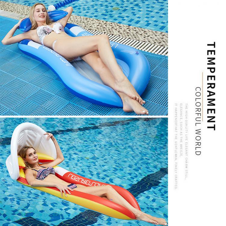 all in one place חצר וגינה Summer Water Hammock Swimming Pool Beach Water Hammock PVC Air Mattress Lounger Floating Sleeping Cushion Inflatable Air Bed