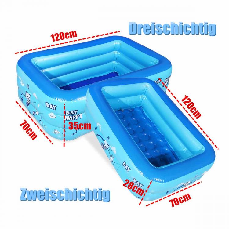 all in one place חצר וגינה 120cm 2/3layers Inflatable Square Swimming Pool Children Inflatable Pool Bathing Tub Baby Kid Home Outdoor Large Swimming Pool
