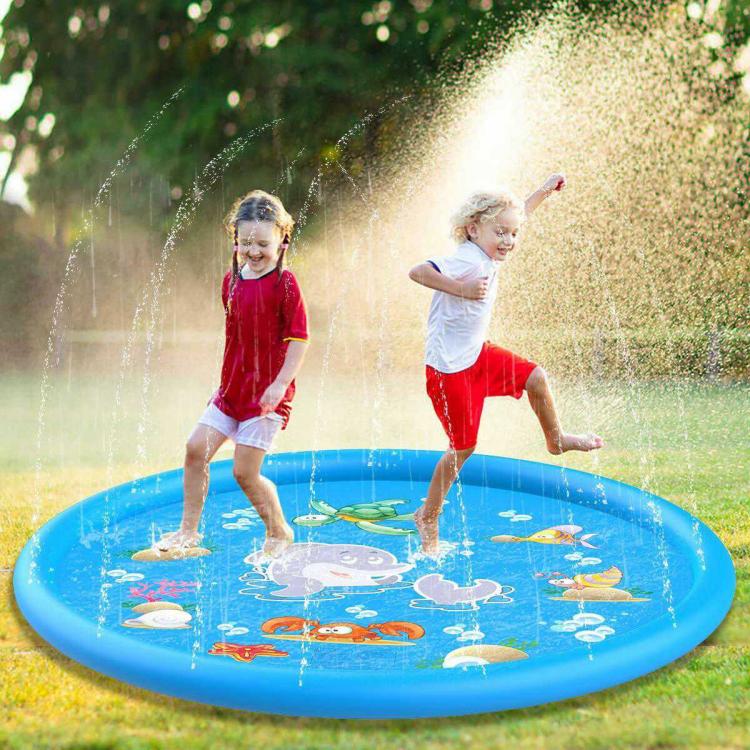 all in one place חצר וגינה 100cm Inflatable Sprinkler Mat Summer Kids Swimming Pool Round Spray Water Cushion Toys Pad Outdoor Children Play Fun PVC