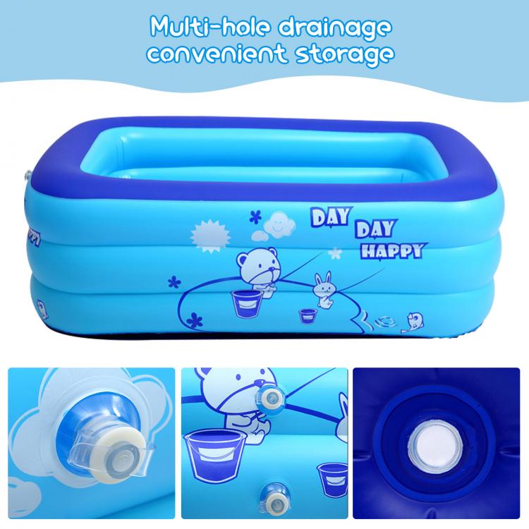all in one place חצר וגינה Thickening Inflatable Swimming Pool Family Summer Outdoor Water Play Pool Bathtub with Bubble Bottom for Kids 47x28x15inch