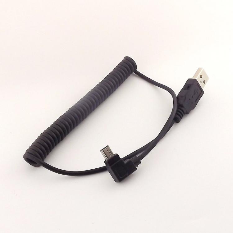 all in one place אביזרים 1pcs Spiral Coiled USB 2.0 A Male to Mini USB 5 Pin Male Left Angle Adapter Cable 5FT