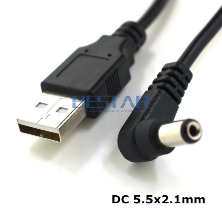 all in one place אביזרים USB 2.0 to DC 5.5mm / 2.1mm 5.5 * 2.1 mm 5.5x2.1 tubular 5 Volt DC Barrel Jack Power charge Cable 1m Elbow Right Angle Design