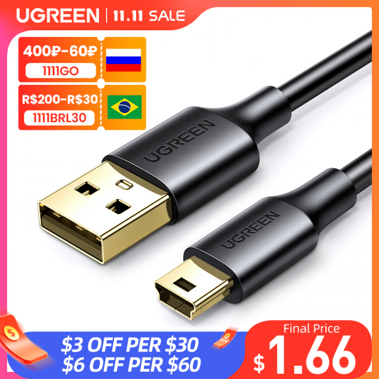 all in one place אביזרים Ugreen Mini USB Cable Mini USB to USB For Card Reader Mobile hard drive MP3 MP4 Player Fast Data Mini USB Cable Digital Camera