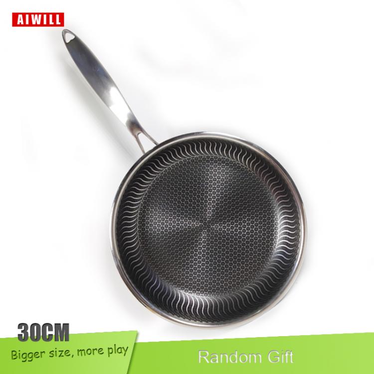 all in one place כלי מטבח ובישול AIWILL HOT 304 Stainless Steel Skillet Household Induction Compatible Nonstick Fry Pan Cookware Use for Kitchen Restaurant 30cm