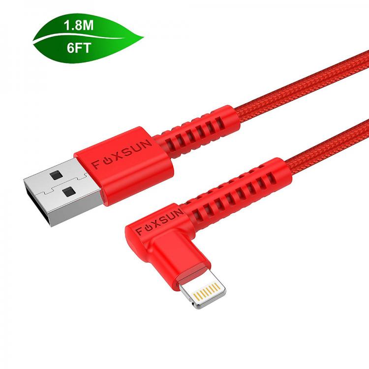 all in one place אביזרים Foxsun Right Angle For Lightning Cable 90 Degree iPhone Charger USB Cable Nylon Braided Fast Speed Data Sync Apple Charging Cord