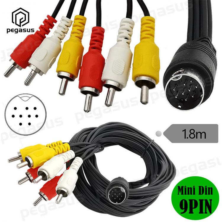 all in one place אביזרים Mini DIN 9-Pin Male to 6 RCA Male Audio and Video Cable For Projector and Set-Top Box 1.8 Meters