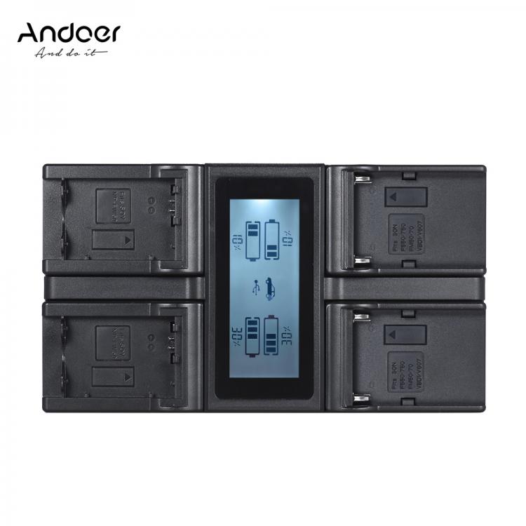 all in one place אביזרים Andoer NP-FZ100 4-Channel LCD Camera Battery Charger for Sony A7III A9 A7RIII A7SIII with DC Car Charger