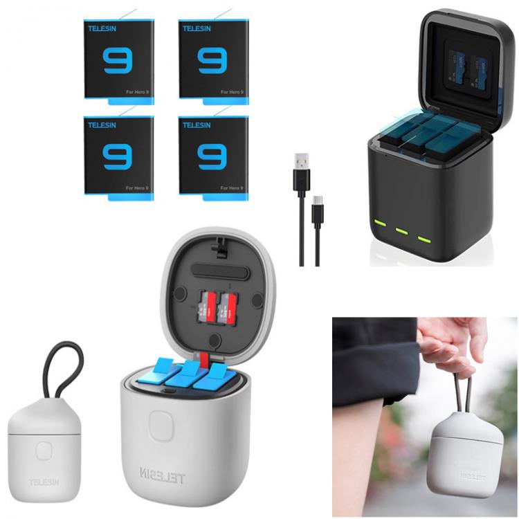 all in one place אביזרים 1750 mAh Battery for GoPro Hero 9 3 Ways LED Light Battery Charger TF Card Battery Storage Box For GoPro Hero 9 Black Charger