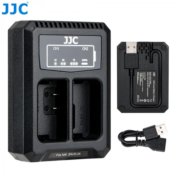 all in one place אביזרים JJC USB Dual Battery Charger for Nikon Z50 Cameras fit with Nikon EN-EL25 Rechargeable Lithium-Ion Battery