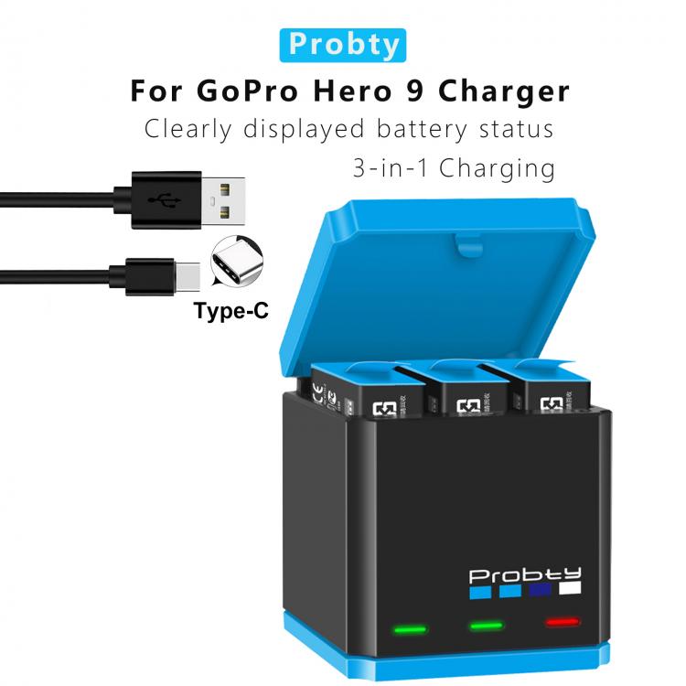 all in one place אביזרים For GoPro 9 battery charger smart fast charging box battery storage box sports camera accessories