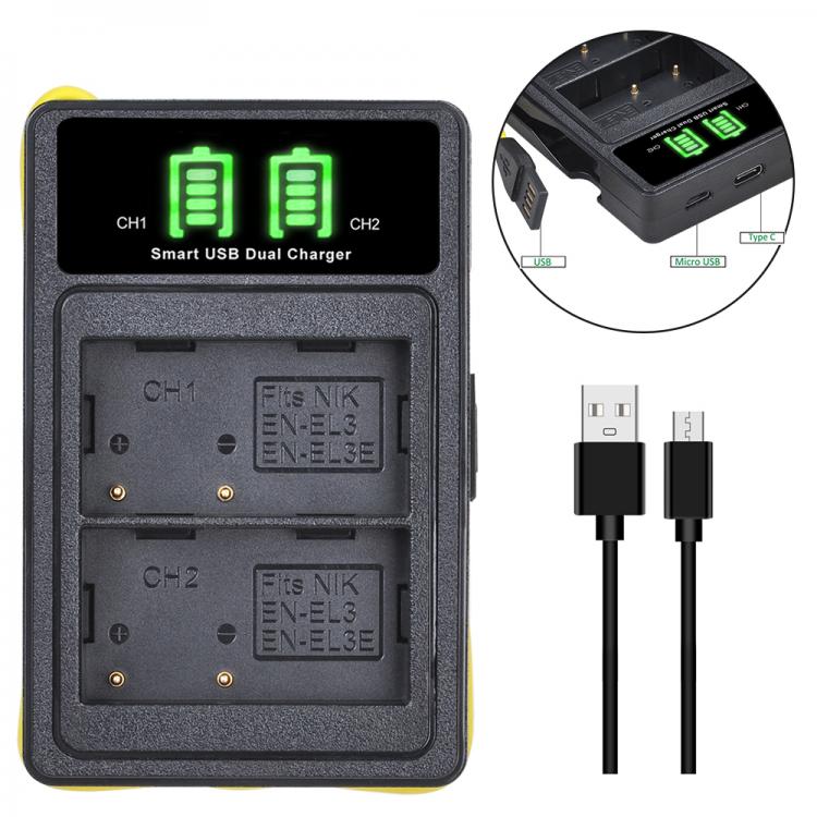 all in one place אביזרים 1Pc EN-EL3E EN-EL3e EN EL3E ENEL3E Bateria LED Dual USB Battery Charger for Nikon D30 D50 D70 D80 D90 D100 D200 D300 D700 Camera
