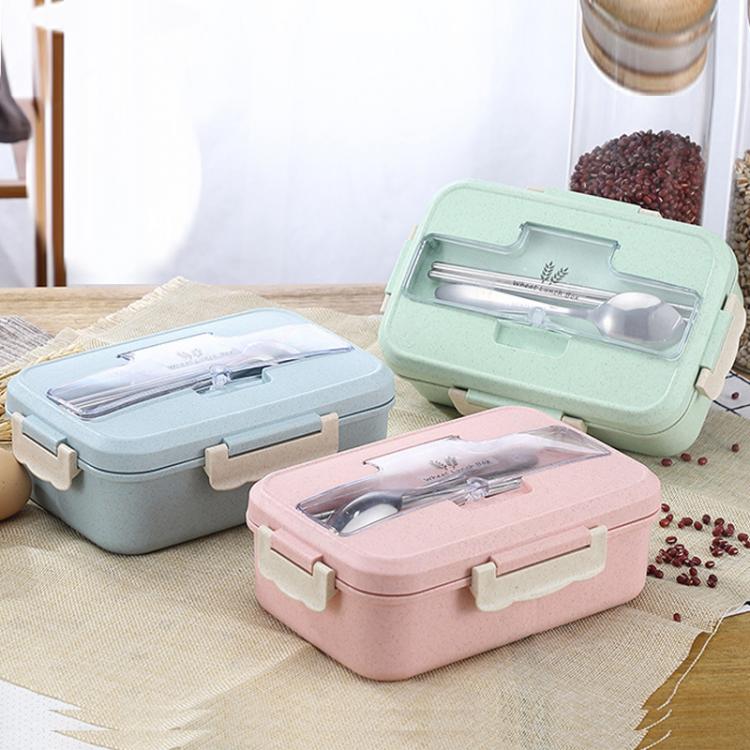 all in one place כלי מטבח ובישול Microwave Lunch Box Wheat Straw Dinnerware with Spoon Chopsticks Food Storage Container Children Kids School Office Bento Box