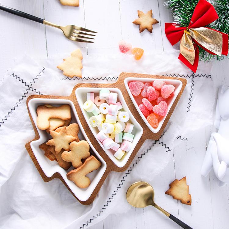 all in one place כלי מטבח ובישול Christmas Tree Dessert Plate Set Cake Fruit Candy Ceramic Dish Porcelain Plates Tray Set