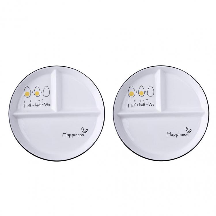 all in one place כלי מטבח ובישול 2pcs 3-Grid Plates Diet Dining Plates Food Serving Exquisite Divided Ceramic Plate Dining Plate for Hotel Diet Random Style