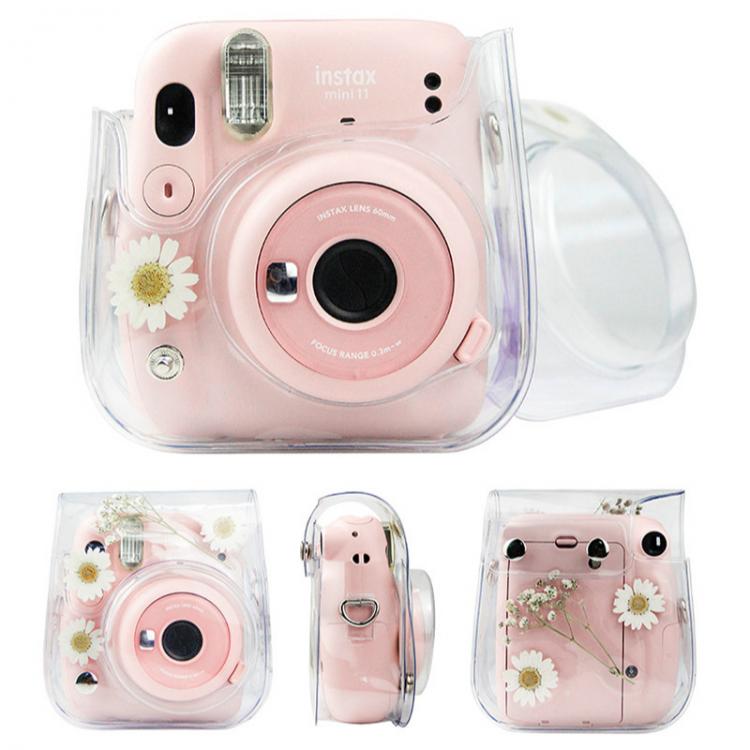all in one place אביזרים Fujifilm Instax Mini 11 9 8 Camera Bag Transparent Daisy Gypsophila Case Instant Camera Shoulder Strap Bag Protector Cover Pouch