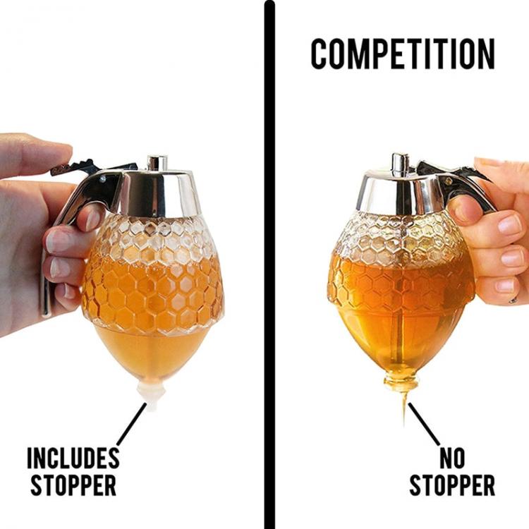 all in one place כלי מטבח ובישול Honey Dispenser Jar Container Cup Juice Syrup Kettle Kitchen Bee Drip Stand Holder Portable Storage Pot