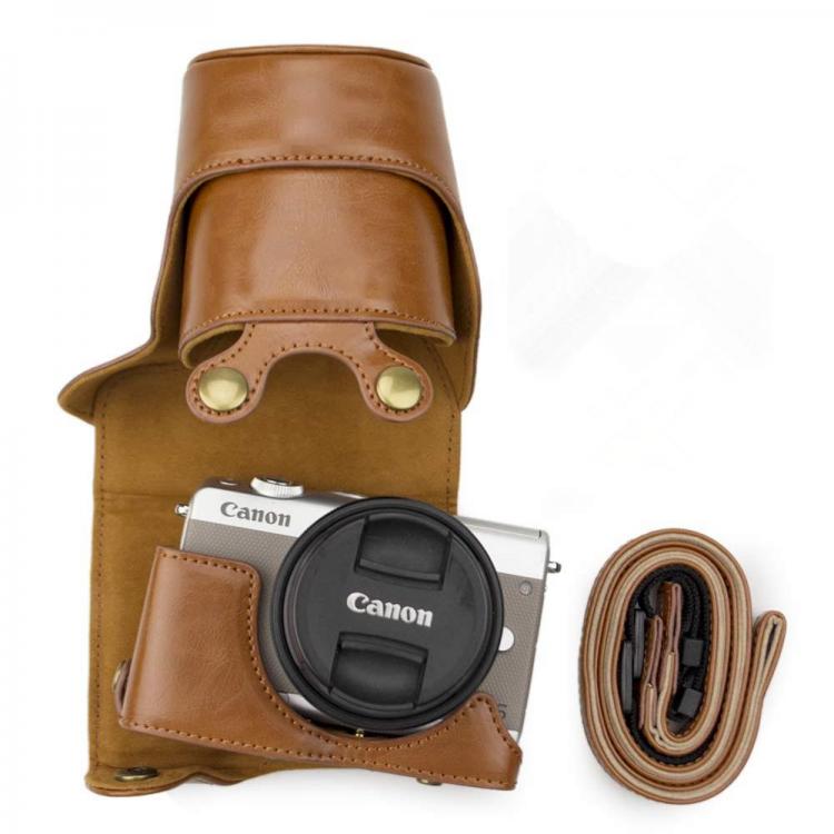 all in one place אביזרים PU Leather Retro Camera Case Shoulder Bag Hard Bags For Canon EOS M200 M100 M10 camera with 15-45mm lens