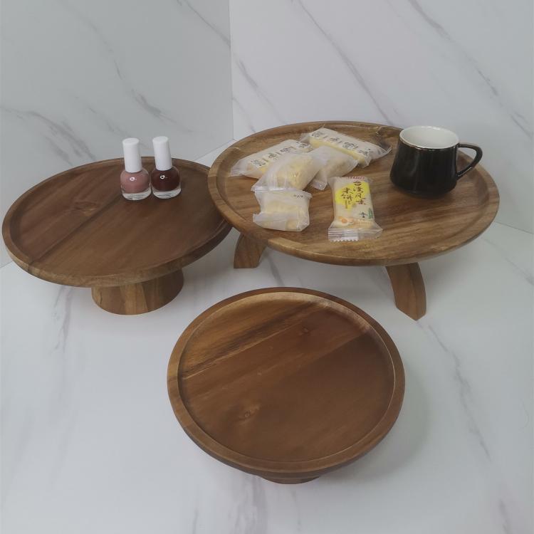 all in one place כלי מטבח ובישול New 6.5/8.5/10/11 inch solid wood fruit tray kitchen supplies dessert cake decoration dried fruit tray living room cake stand
