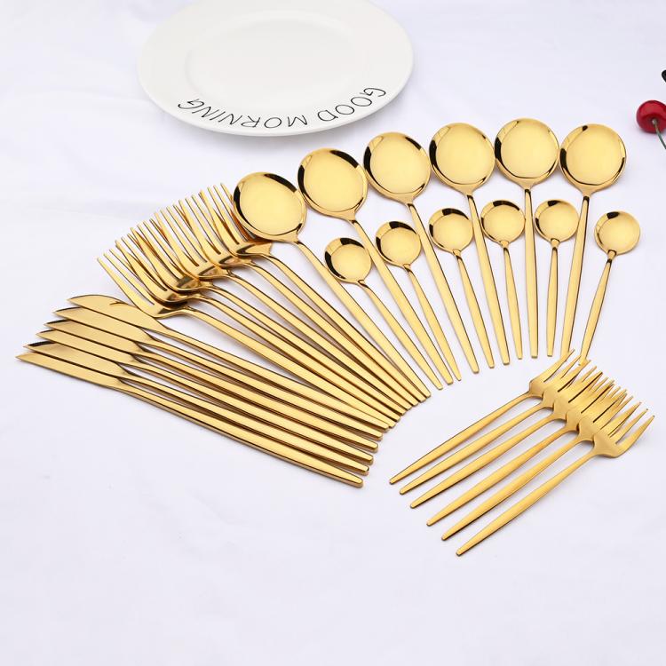 all in one place כלי מטבח ובישול 30Pcs Mirror Gold Dinnerware Cutlery Set Stainless Steel Black Flatware Western Knife Cake Fork Spoon Kitchen Tableware Set