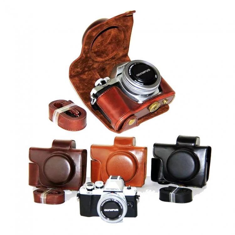 all in one place אביזרים PU Leather Camera Case Cover for Olympus E-M10 Mark II EM10 II MarkII (14-42mm Lens) High Quality + Strap Protective Case