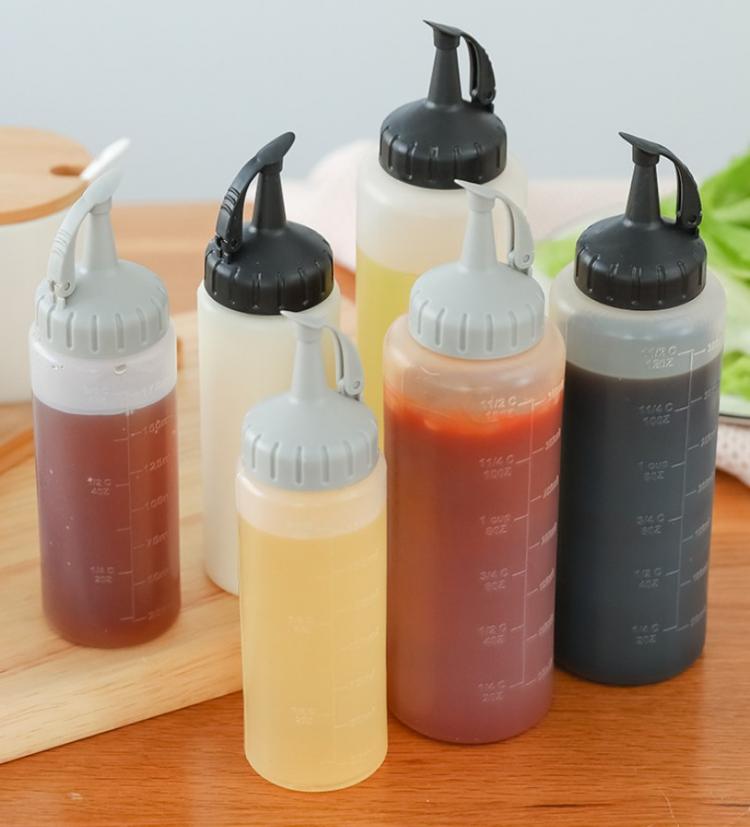 all in one place כלי מטבח ובישול 6oz/12oz Condiment Squeeze Bottle Sauce Squeeze Squirt Bottle For Kitchen Plastic Syrup Salad Dressing Container Food Dispenser