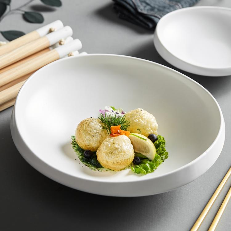all in one place כלי מטבח ובישול White Ceramic Plate Domestic European-style Ceramic Plate Hotel Creative Personality High-end Restaurant Commercial Tableware