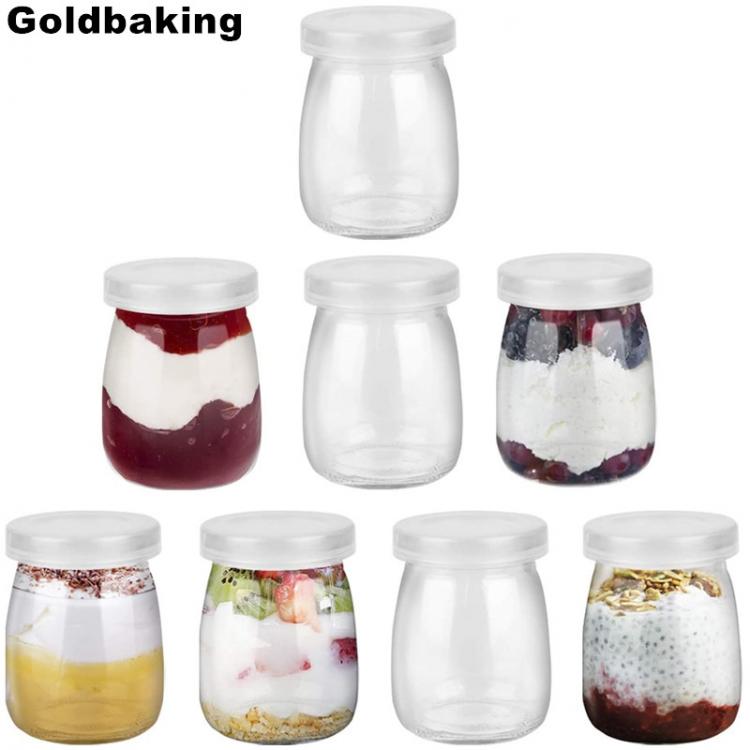 all in one place כלי מטבח ובישול 8 Pieces Mini Yogurt Jars Glass Pudding Cups with PE Lids Containers Pot Ideal for Milk Jellies Honey Spices Mousse 100ml(3.4oz)