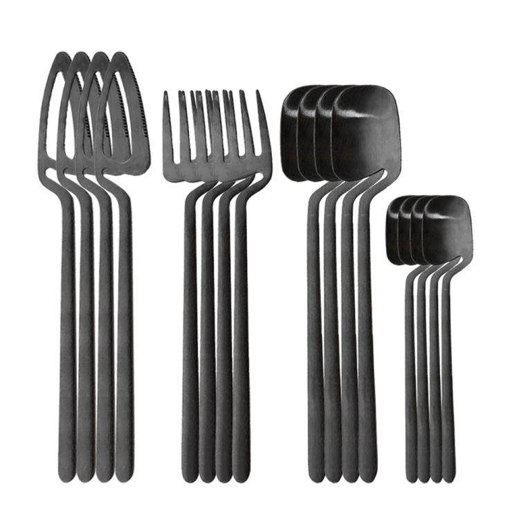 all in one place כלי מטבח ובישול 16Pcs/set Black Matte Cutlery Set 304 Stainless Steel Dinnerware Set Knife Fork Spoon Dinner Set Kitchen Flatware Tableware Set