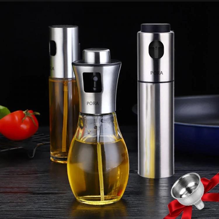 all in one place כלי מטבח ובישול 100/200ml Olive Oil Spray Bottle Glass for Seasoning Kitchen Baking Cooking BBQ Soy Sauce Sprayer Kitchen Tools Oil Dispenser