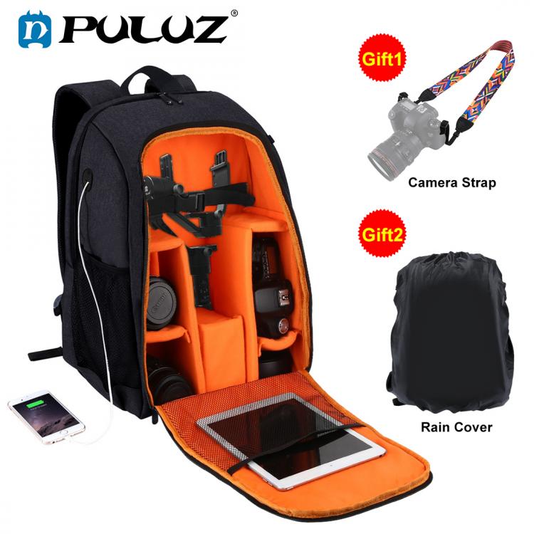 all in one place אביזרים PULUZ Outdoor Portable Waterproof Scratch-proof Dual Shoulder Camera Backpack Camera Bag Digital Photo Video DSLR Bag&Rain Cov