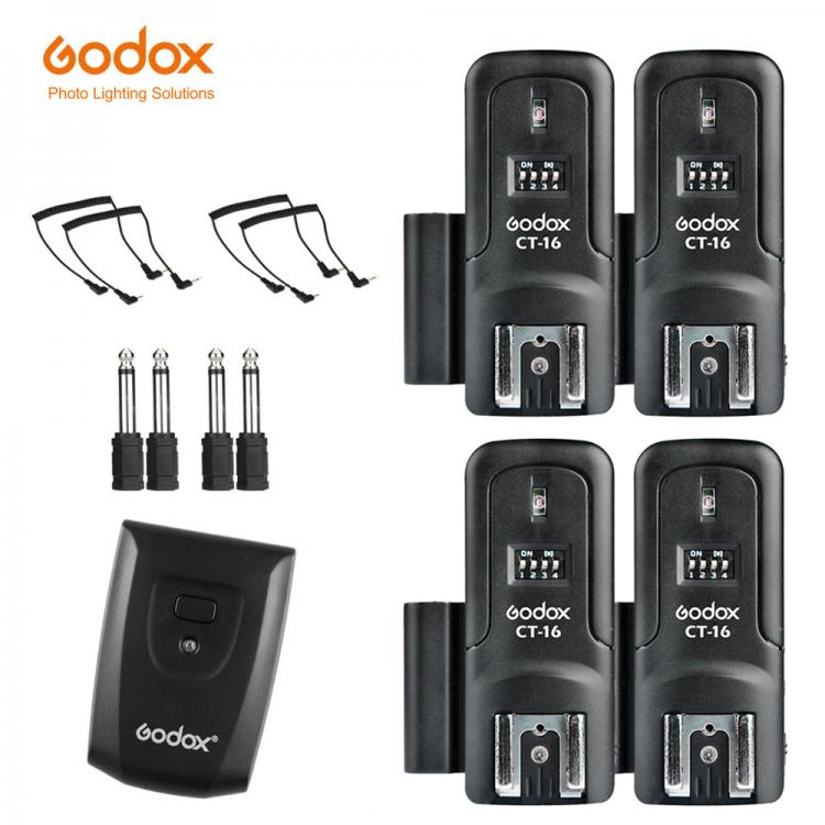 all in one place אביזרים Godox CT-16 16 Channels Wireless Radio Flash Trigger Transmitter + 4PCS Receiver Set for Canon Nikon Olympus Pentax Studio Flash