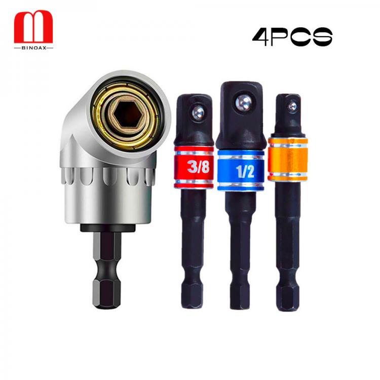 all in one place כלי עבודה BINOAX 3Pcs 1/4" 3/8" 1/2" Impact Grade Driver Socket Adapter Extension Set With 105 Degree Right Angle Screwdriver