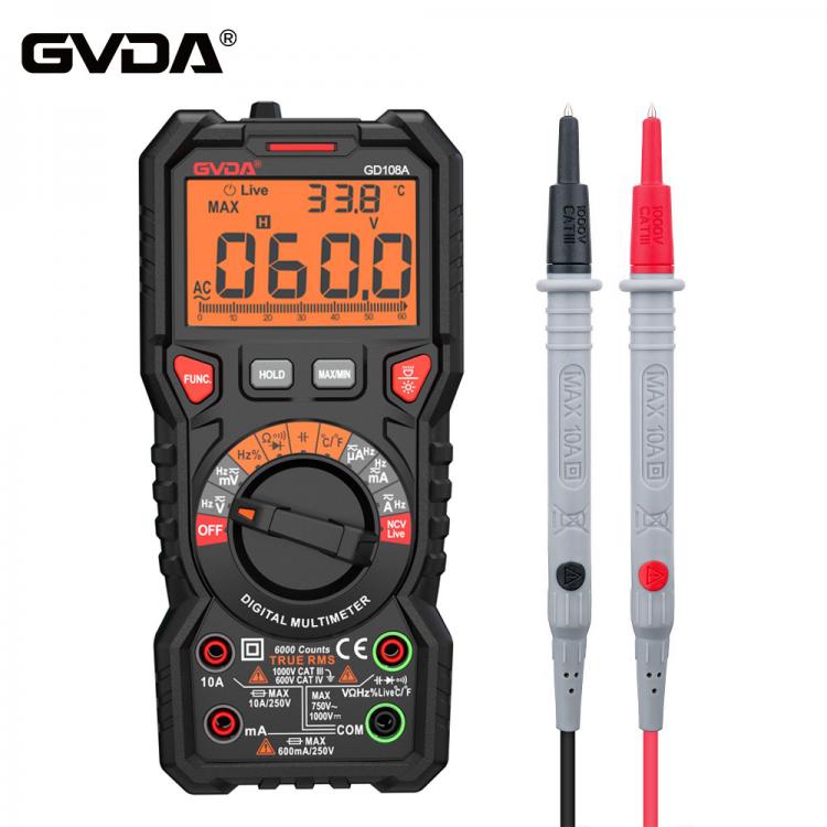 all in one place כלי עבודה GVDA NEW Digital Multimeter Ture RMS Auto Range 6000 Counts Multimetro 1000V 10A AC DC Ohm Hz NCV Live Voltage Temperature Meter