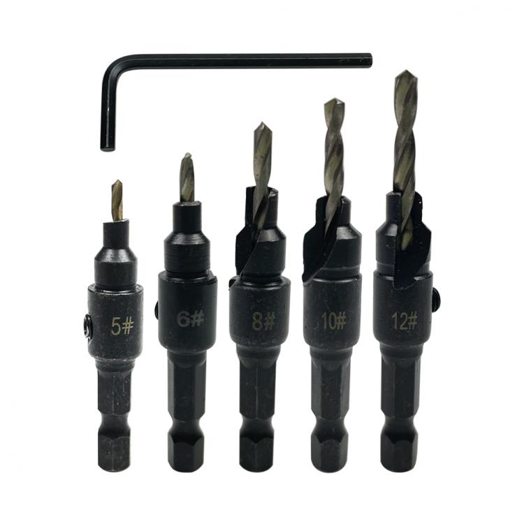 all in one place כלי עבודה 4/5pcs Countersink Drill Woodworking Drill Bit Set Drilling Pilot Holes For Screw Sizes #5 #6 #8 #10 #12 With a Wrench Tools