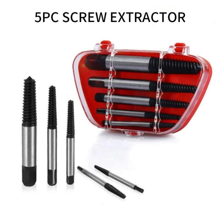 all in one place כלי עבודה 5Pcs/Set Screw Extractor Set Damaged Screw Removal Tools with Storage Case Screw Extract Tool Bolt Remover Screws Removal Tool