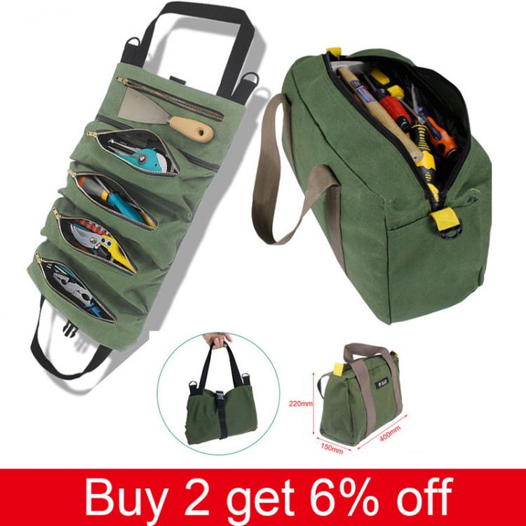 all in one place כלי עבודה 20Inch Large Capacity Oxford cloth Electrician Bag Wrench Roll Pouch Hanging Tool Zipper Carrier Tote Multi-function Tool Bag