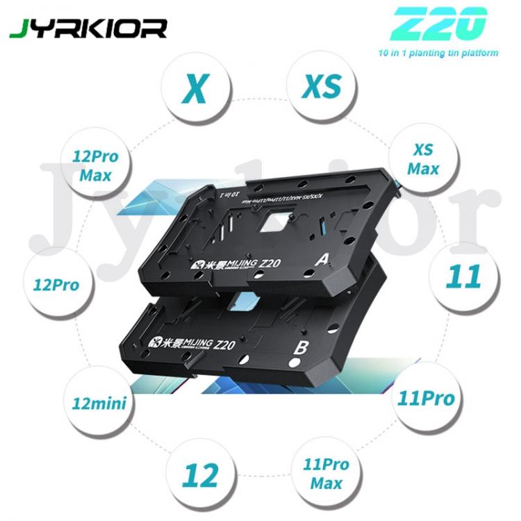 all in one place כלי עבודה MiJing Z20 10 IN 1 BGA Reballing Stencil Platform Fixture For iPhone X-12 pro max Motherboard Middle Frame Planting Tin Template