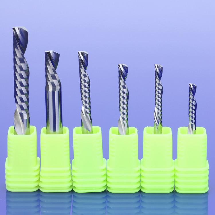 all in one place כלי עבודה 10Pcs AAA SHK 3.175/4/5/6mm Left Spiral down cut one Flute router bit CNC end mill carbide milling cutter