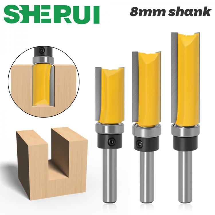 all in one place כלי עבודה 1-3pcs 8mm Shank Flush Trim Router Bit Pattern Bit Top Bottom Bearing 5/8" Blade Template Wood Milling Cutter Carpenter