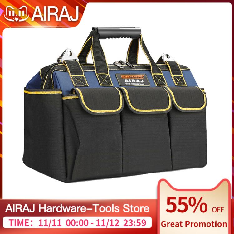 all in one place כלי עבודה AIRAJ Upgrade Tool Bag 13/15/17/19/21/23 in Electrician Bag 1680D Oxford Waterproof Wear-Resistant Strong Tool Storage Toolkit