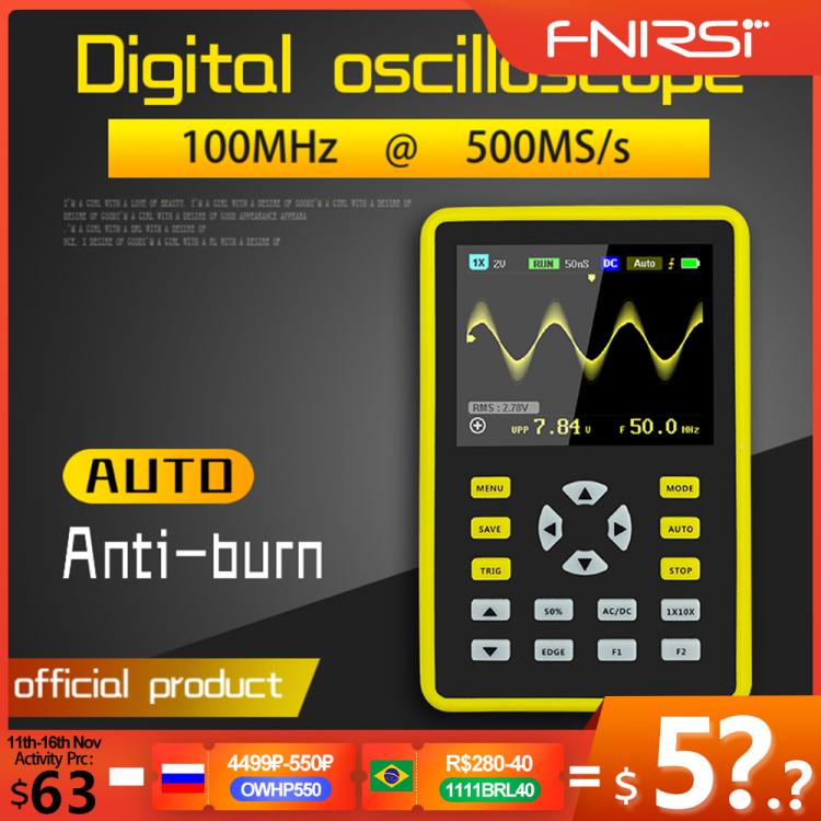 all in one place כלי עבודה FNIRSI-5012H 2.4-inch  Screen Digital Oscilloscope 500MS/s Sampling Rate 100MHz Analog Bandwidth Support Waveform Storage