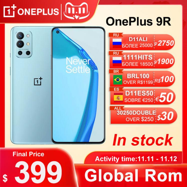 all in one place טלפונים סלולרים Global Rom OnePlus 9R 9 R Celular 5G Smartphone Android Snapdragon 870 65W Fast Charge Cell Phones Unlocked Support OTA and NFC