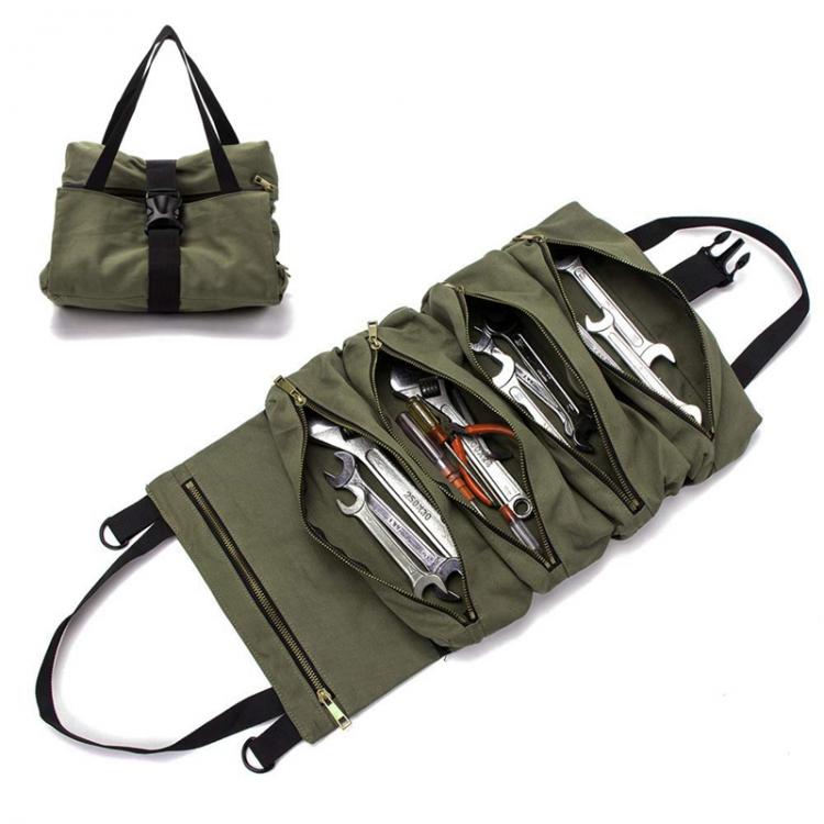 all in one place כלי עבודה Hot Sale Roll Tool Roll Multi-Purpose Tool Roll Up Bag Wrench Roll Pouch Hanging Tool Zipper Carrier Tote