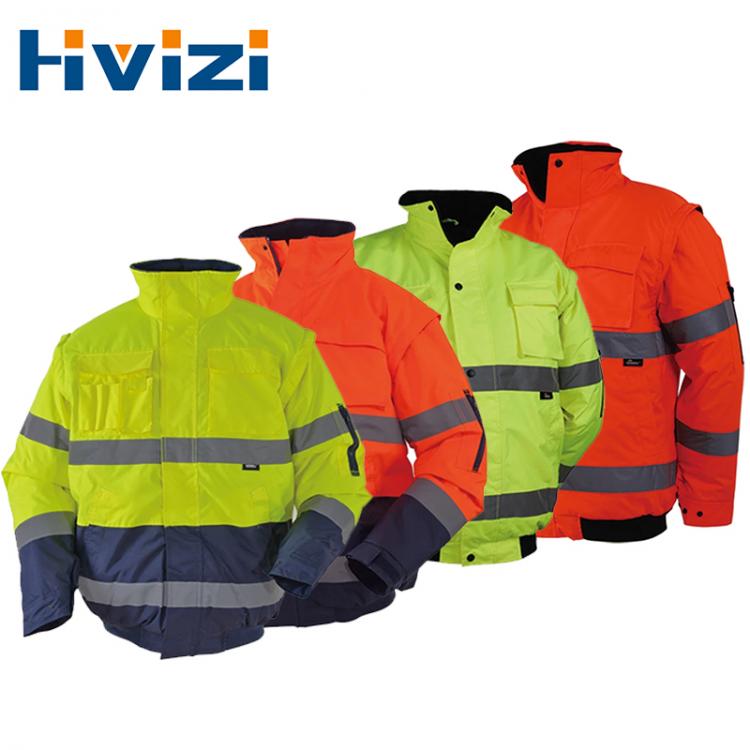 all in one place כלי עבודה Adult Hi Vis Workwear Long-sleeved Jacket Winter Waterproof Windproof Men's Work Reflective Bomber Parka With Removable Sleev