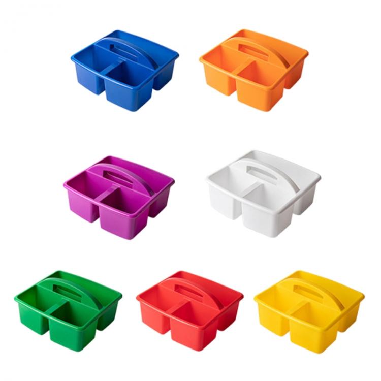 all in one place כלי עבודה Portable Storage Caddies Box Plastic Divided Basket Bin with 3 Compartments Office Desk Organizer for Art Paint Brushes Colored