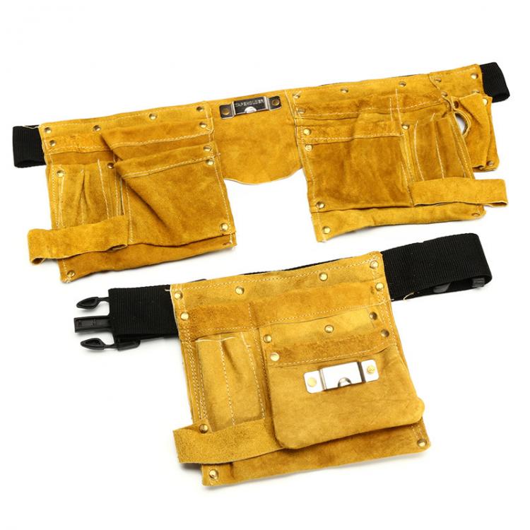 all in one place כלי עבודה 8/14 Pockets Leather Waist Tool Belt Pouch Bag Screwdriver Kit Repair Tool Holder Portable Carpenter Electrician Accessories