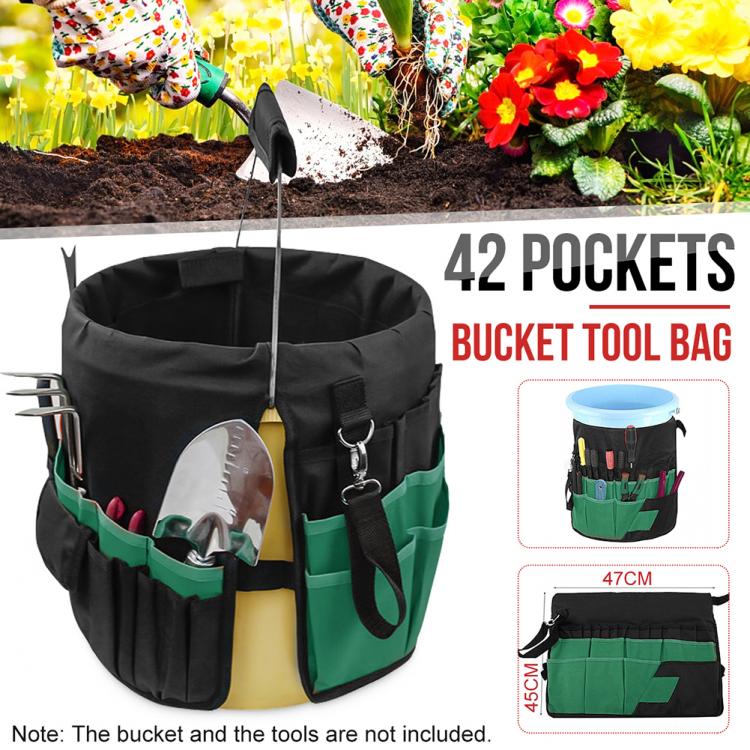 all in one place כלי עבודה 5 Gallon Bucket Organizer Storage Organize all tools 42 Pockets Garden Hand Tool Power Tool Pouch Planting Basket Oxford Cloth