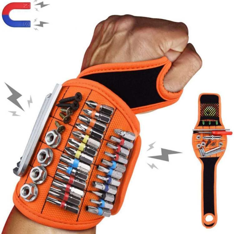 all in one place כלי עבודה Magnetic Wristband Portable Tool Bag Magnet Electrician Wrist Tool Belt Screws Nails Drill Bits Bracelet For Repair Tool Belt