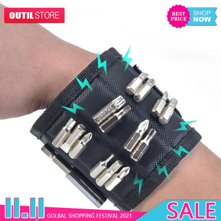 all in one place כלי עבודה 3-section magnetic electrical tool bag super suction woodworking wrist belt Oxford cloth wear-resistant magnet tool assistant